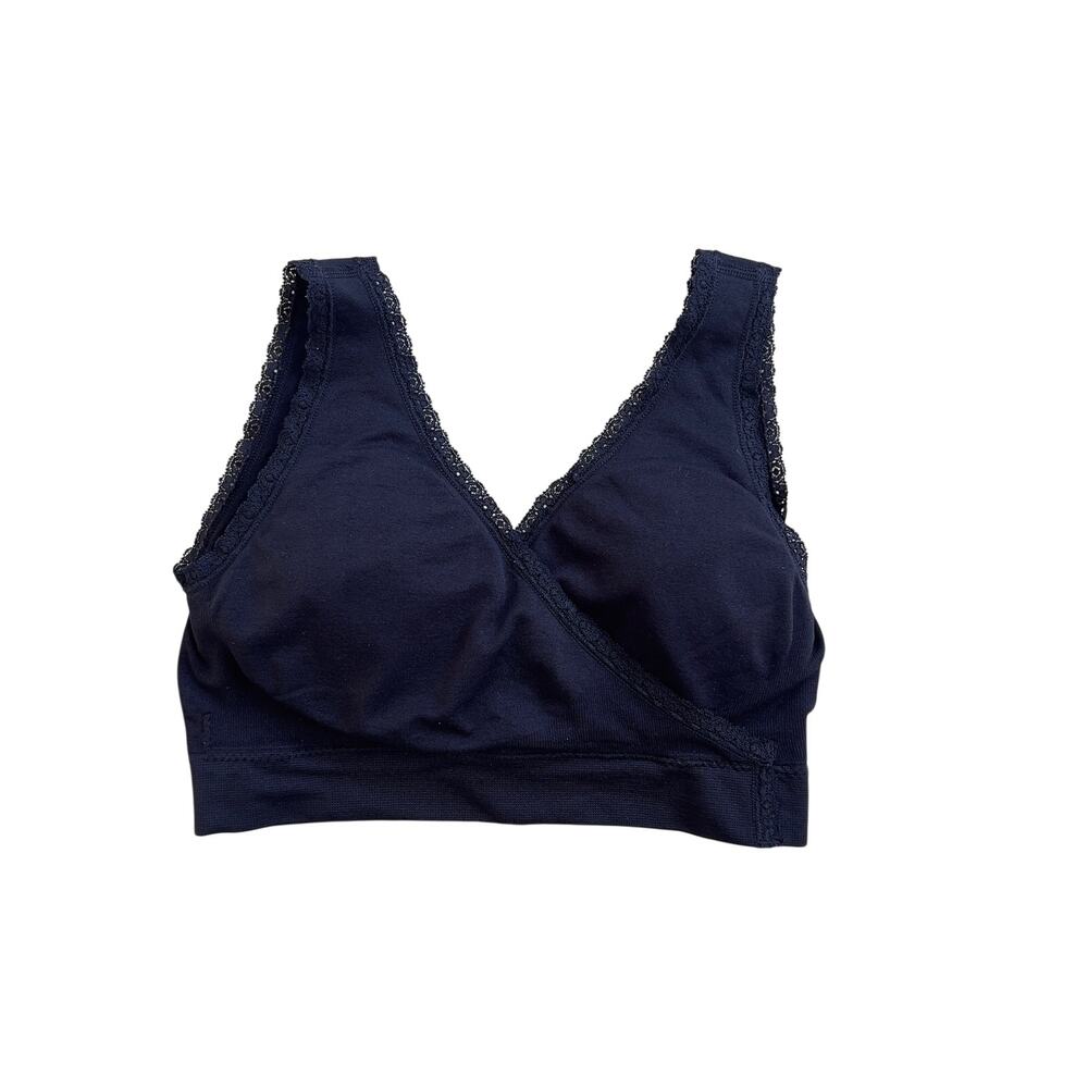 Under Control Black Lace Trim Pullover Bralette Small Padded V Neck